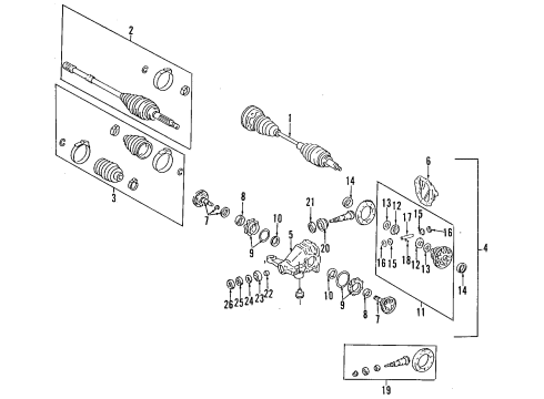 1998 Toyota Supra Rear Axle, Axle Shafts & Joints, Differential, Drive Axles, Propeller Shaft Rear Drive Pinion Rear Bearing Diagram for 90366-45032