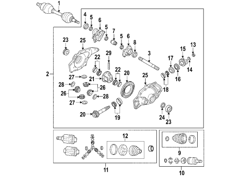 2007 Saab 9-7x Front Axle, Axle Shafts & Joints, Differential, Drive Axles, Propeller Shaft Front Axle Propeller Shaft Assembly Diagram for 25833034