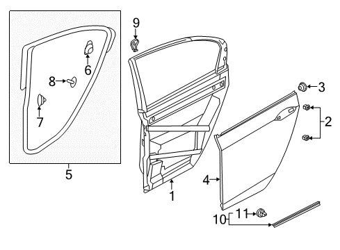 2017 Honda Accord Rear Door Weatherstrip, L. RR. Door Diagram for 72850-T2A-A21