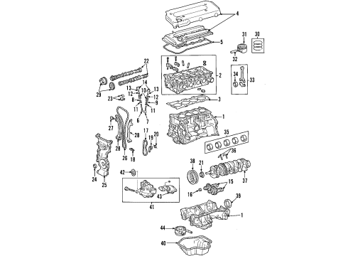 2005 Toyota Highlander Engine Parts, Mounts, Cylinder Head & Valves, Camshaft & Timing, Oil Cooler, Oil Pan, Oil Pump, Balance Shafts, Crankshaft & Bearings, Pistons, Rings & Bearings Cylinder Head Diagram for 11101-0H010