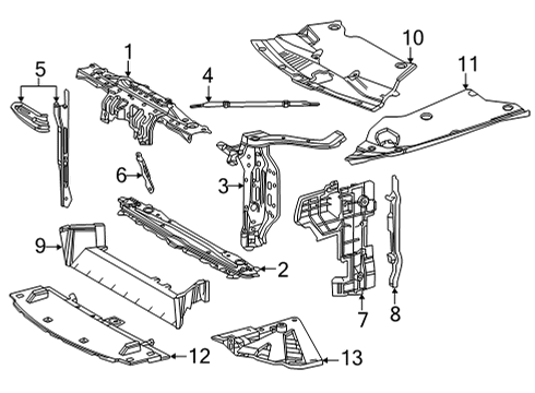 2021 Toyota Mirai Radiator Support Air Guide Diagram for 16595-77020