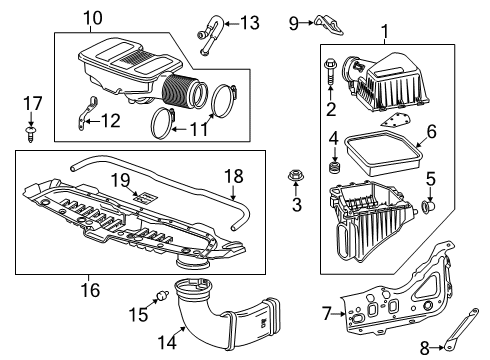 2019 Chevrolet Silverado 1500 Filters Air Cleaner Assembly Diagram for 84789802