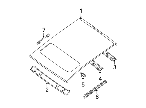 2005 Nissan Titan Roof & Components Bracket-Side Rail Inner, R Diagram for 763B0-7S010