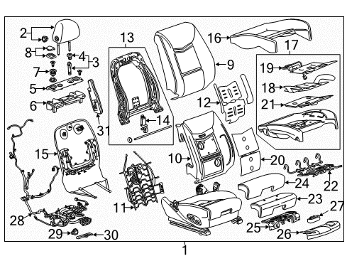 2018 Cadillac XTS Passenger Seat Components Seat Cushion Pad Diagram for 84451469