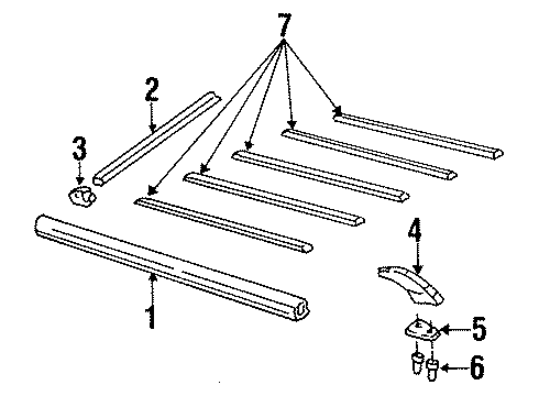 1988 Oldsmobile Cutlass Cruiser Luggage Carrier Rail Asm-Luggage Carrier Side Diagram for 14044203