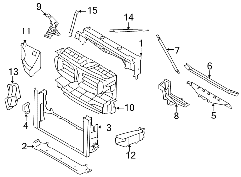 2013 BMW ActiveHybrid 7 Radiator Support Cover, Module Carrier Diagram for 17117639071