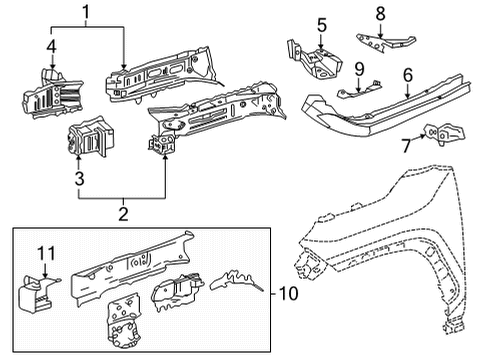 2021 Toyota RAV4 Prime Structural Components & Rails Engine Bracket Diagram for 57257-42030