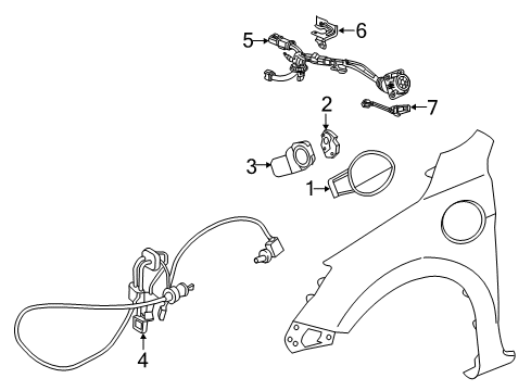 2014 Honda Accord Fender & Components, Exterior Trim Adapter, Charge Lid (Lower) Diagram for 74162-T3V-A00