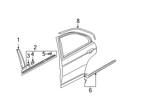 2004 Honda Civic Exterior Trim - Rear Door Protector, L. RR. Door *G511M* (GALAPAGOS GREEN METALLIC) Diagram for 75323-S5A-G01ZU