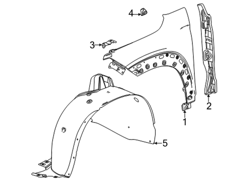 2021 Chevrolet Trailblazer Fender & Components Rear Bracket Diagram for 42482589