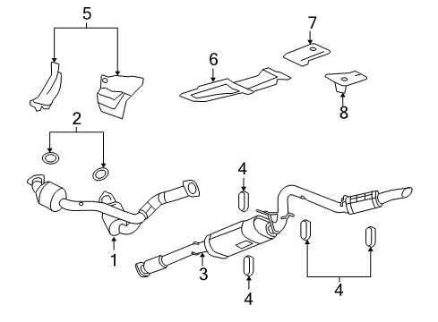 2007 GMC Sierra 1500 Exhaust Components, Exhaust Manifold Muffler & Pipe Diagram for 25828811
