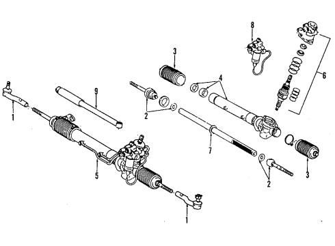 1992 Lexus LS400 P/S Pump & Hoses, Steering Gear & Linkage Gasket Kit,Power Steering Diagram for 04445-50012