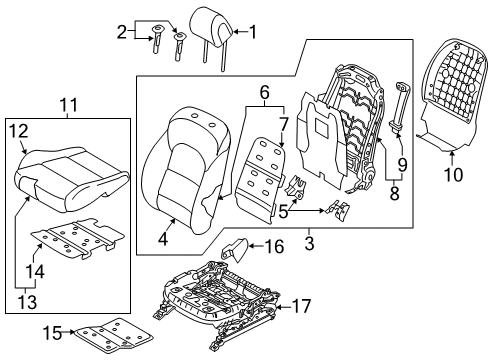 2018 Hyundai Tucson Passenger Seat Components Heater-Front Seat Back Diagram for 88390-D3050