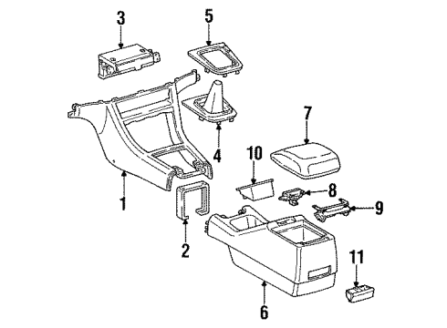 1993 Toyota Camry Front Console, Rear Console Hinge Diagram for 58907-33010