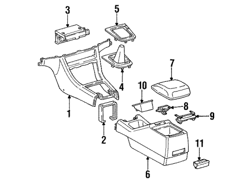 1993 Toyota Camry Front Console, Rear Console Box Assy, Console, Rear Diagram for 58910-33010-K0