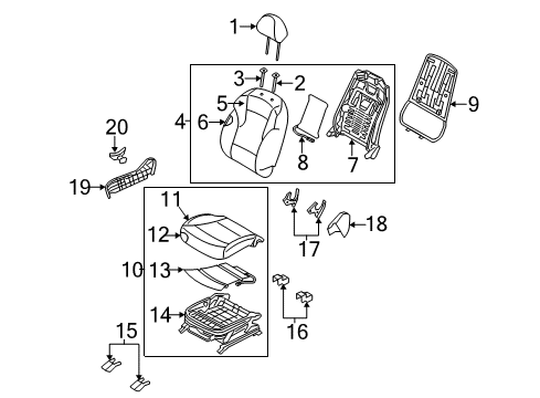 2011 Hyundai Sonata Power Seats Cushion Assembly-Front Seat, Passenger Diagram for 88200-3Q050-YR3