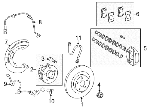 2014 Lexus LS460 Brake Components Front Passenger Disc Brake Cylinder Assembly Diagram for 47730-0W110