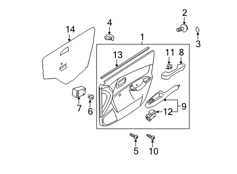 2007 Hyundai Accent Rear Door Passenger Side Rear Door Window Regulator Assembly Diagram for 83402-1G010