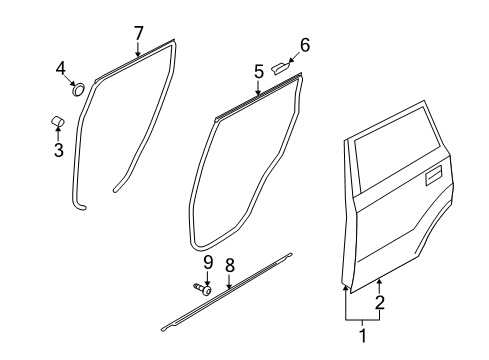 2010 Kia Soul Rear Door WEATHERSTRIP Assembly-Rear Door Side Diagram for 831402K000