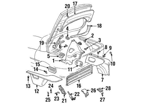 1999 Pontiac Firebird Interior Trim - Rear Body Retainer-Quarter Upper Trim Finish Panel * Diagram for 10142598