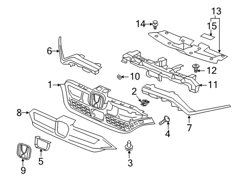 2021 Honda CR-V Grille & Components Base, Front-Grille Diagram for 71121-TLA-A60