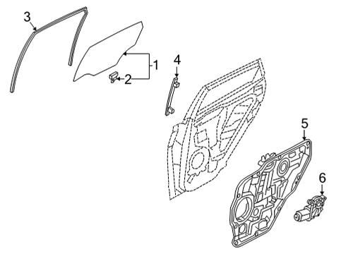 2021 Hyundai Elantra Rear Door Run-RR Dr Window Glass, LH Diagram for 83530-AB000