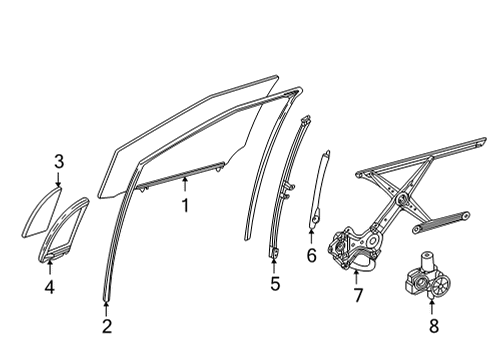 2017 Toyota Mirai Front Door Glass & Hardware Rear Frame Diagram for 67404-62010