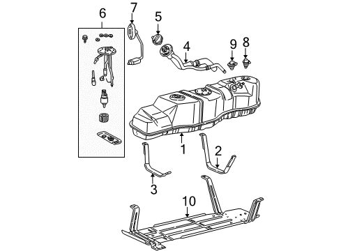 1998 Ford F-150 Fuel System Components Filler Pipe Diagram for F85Z-9034-TA