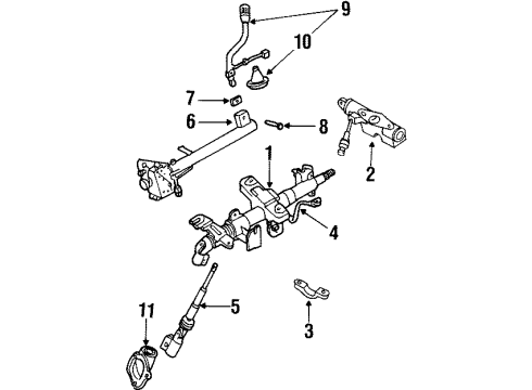2000 Mercury Villager Steering Column, Steering Wheel & Trim Gearshift Lever Diagram for XF5Z-7210-BAW