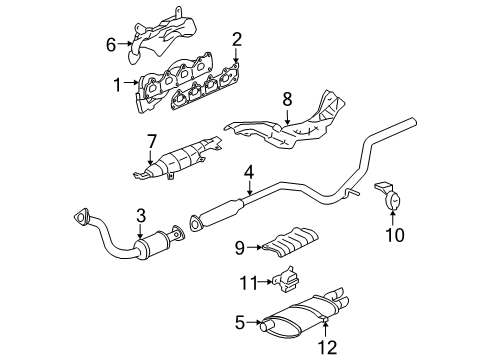 2005 Chevrolet Cavalier Exhaust Components Strap Diagram for 22638488