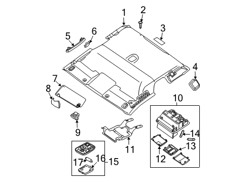 2014 Nissan Frontier Interior Trim - Cab Left Sun Visor Assembly Diagram for 96401-9BF0A