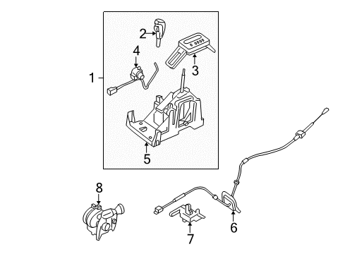 2005 Ford Five Hundred Shifter Housing Shifter Assembly Diagram for 5G1Z-7210-J