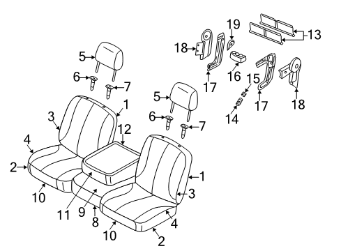 2003 Dodge Ram 3500 Front Seat Components Front Seat Center Cushion Diagram for WP291DVAA