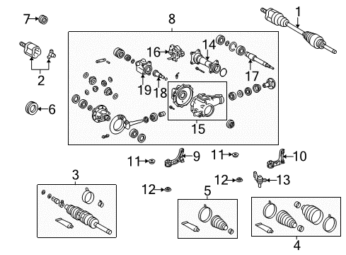 2004 Toyota Tacoma Carrier & Front Axles Boot Kit Diagram for 04438-04021