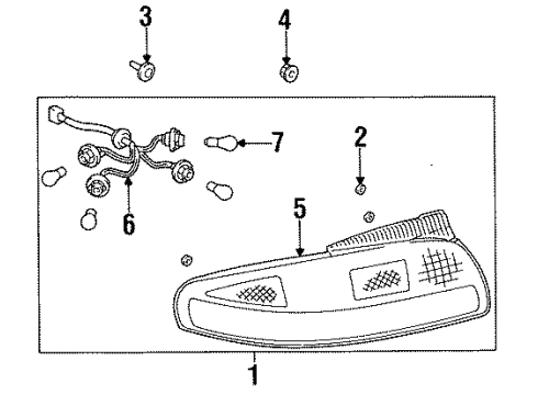 1994 Toyota Celica Tail Lamps Socket & Wire, Rear Co Diagram for 81555-2B430