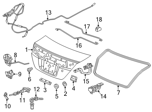 2014 Honda Civic Trunk Spring, R. Trunk Open Diagram for 74871-TS9-A10