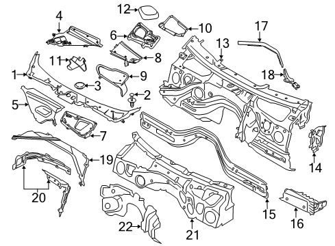 2014 BMW 428i Cowl Supporting Strut, Front Wall Diagram for 41117284110