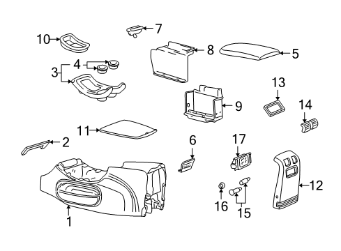 2001 Ford Expedition Floor Console Control Assembly Diagram for XL1Z-18C858-AA