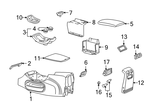 1999 Ford Expedition Floor Console Console Diagram for F75Z78045A36AAB