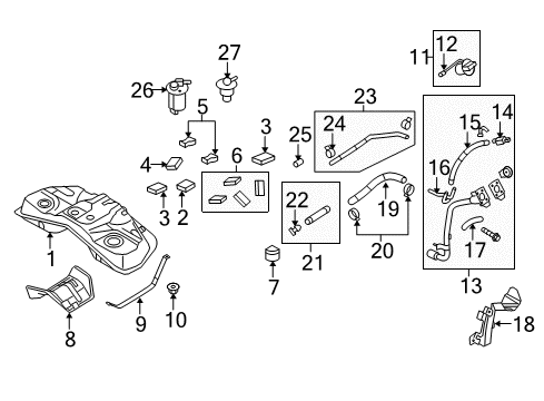 2011 Hyundai Genesis Coupe Fuel Supply Hose-Fuel Filler Neck Diagram for 31036-2M500