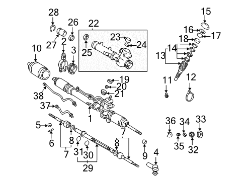 2001 Toyota RAV4 Steering Column & Wheel, Steering Gear & Linkage Gear Assembly Diagram for 44200-42120