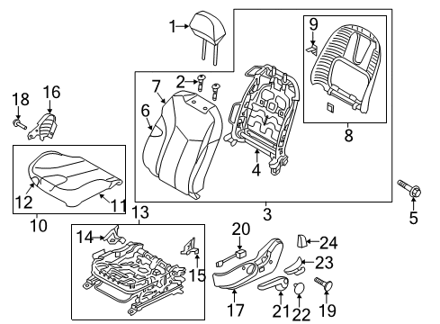 2014 Hyundai Veloster Driver Seat Components Heater-Front Seat Back Driver Diagram for 88390-2V900