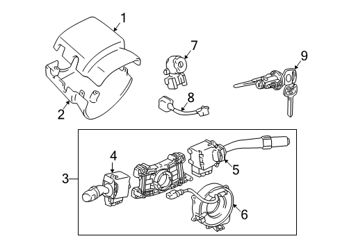 2000 Toyota Tacoma Ignition Lock Lower Column Cover Diagram for 45287-04031-B0