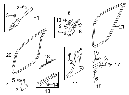 2015 Kia Forte Interior Trim - Pillars, Rocker & Floor WEATHERSTRIP-Rear Door Body Side Diagram for 83110A7000