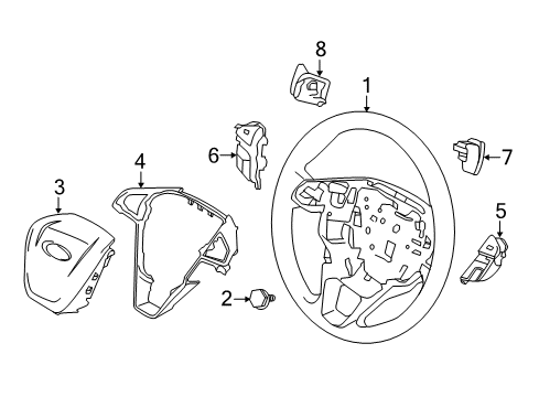 2020 Ford Police Responder Hybrid Steering Wheel & Trim Steering Wheel Diagram for DS7Z-3600-AH