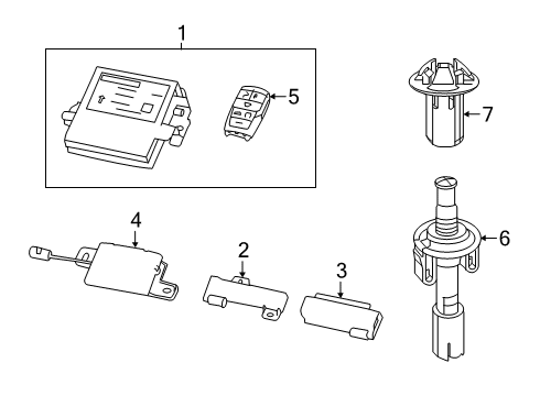 2019 Ram 1500 Keyless Entry Components TRANSMITT-Integrated Key Fob Diagram for 68442905AB