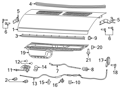 2014 Ram ProMaster 3500 Hood & Components Hood Latch Diagram for 68223640AA