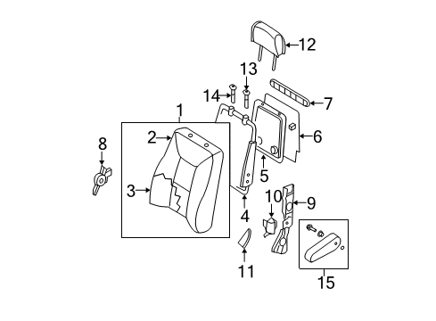2007 Nissan Quest Rear Seat Components Holder Assy-Headrest, Free Diagram for 87603-ZM00A