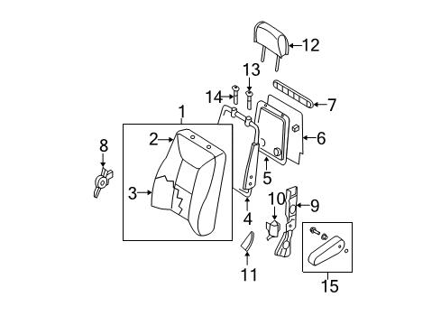 2007 Nissan Quest Rear Seat Components Armrest Assembly Diagram for 87700-ZM00A