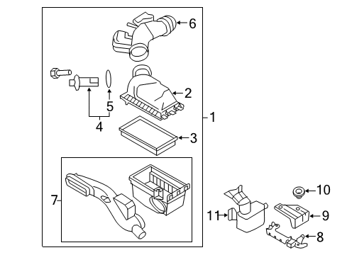 Diagram for 2009 Lincoln MKZ Air Intake 
